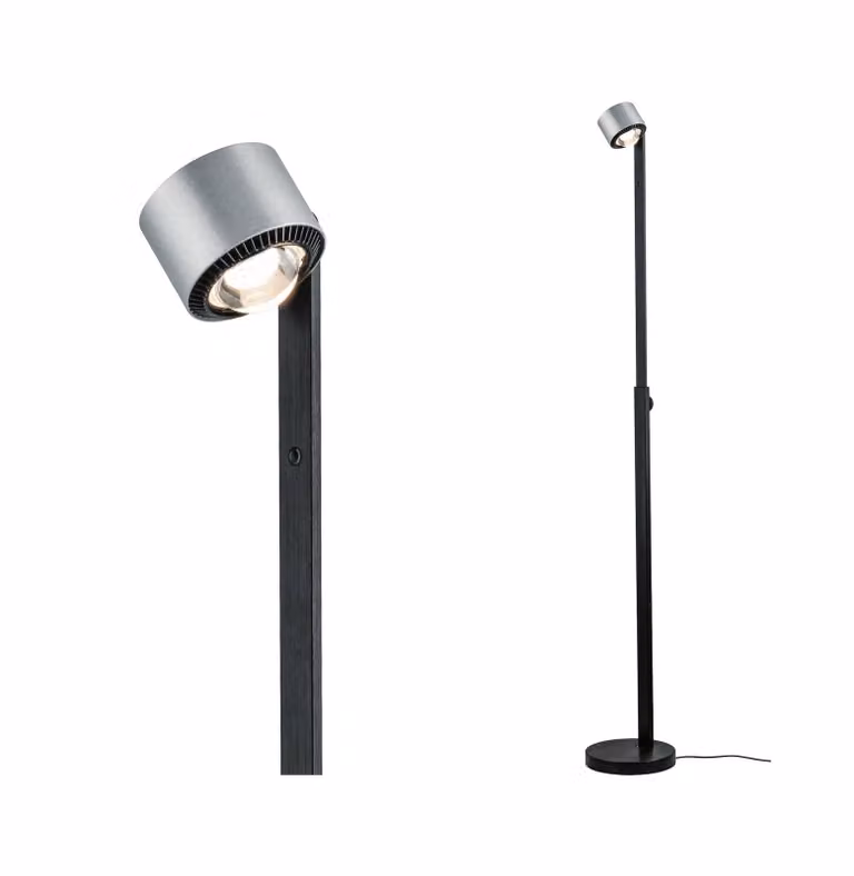 Paulmann Lampada da terra a LED Aldan, dimmerabile, Nero, Soggiorno / Sala da pranzo, Alluminio, Moderno, Lampada LED da terra