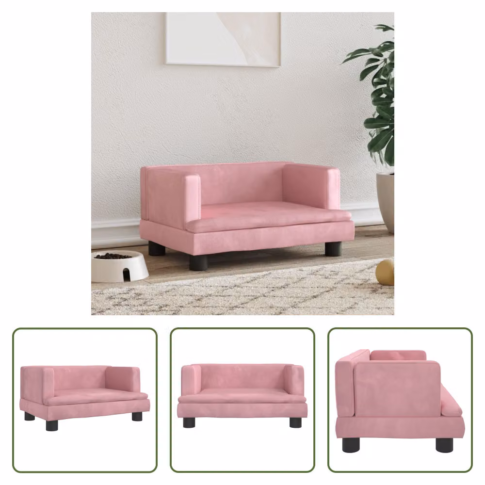 The Living Store Letto per cani Rosa 60x40x30 cm in velluto