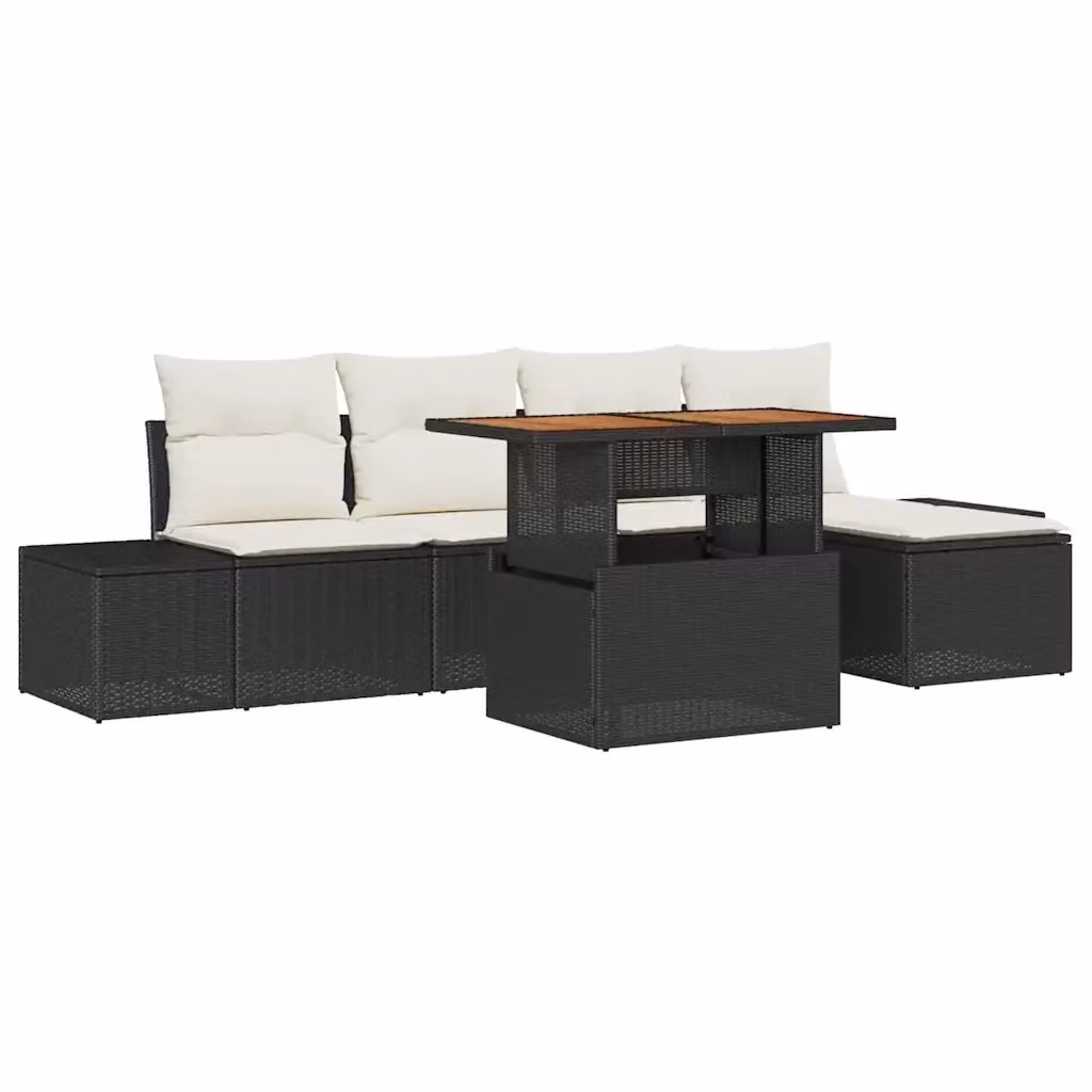Set da pranzo da giardino moderno vidaXL in legno di acacia con 6 sedute nero e bianco – 2