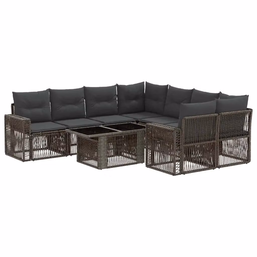 Set Divano da Giardino a Forma a U vidaXL in Polyrattan Grigio e Antracite con Tavolino e Cuscini – 2