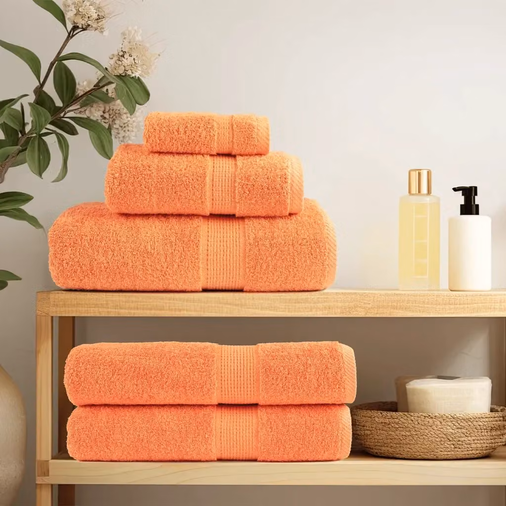 Set di 10 asciugamani da bagno vidaXL in cotone spugna arancione, 100 x 150 cm, 600 g/m² – 2