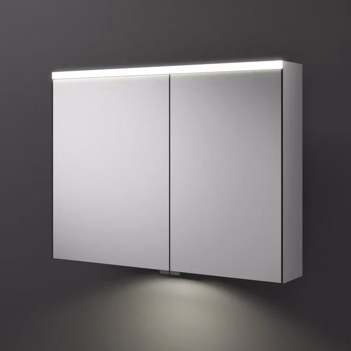 Armadietto specchio burgbad Iveo con illuminazione a LED e illuminazione a LED per il lavabo, 90,8 cm