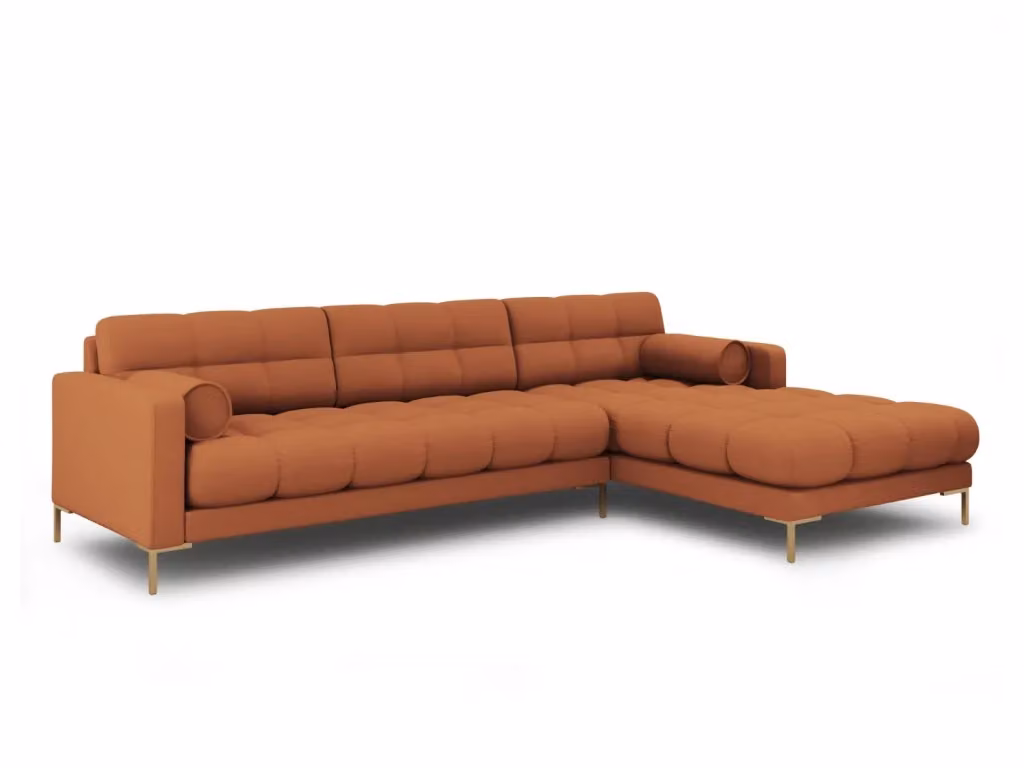 Divano angolare destro Bali di Cosmopolitan Design, modello a 5 posti in tessuto strutturato color arancione mattone – 2