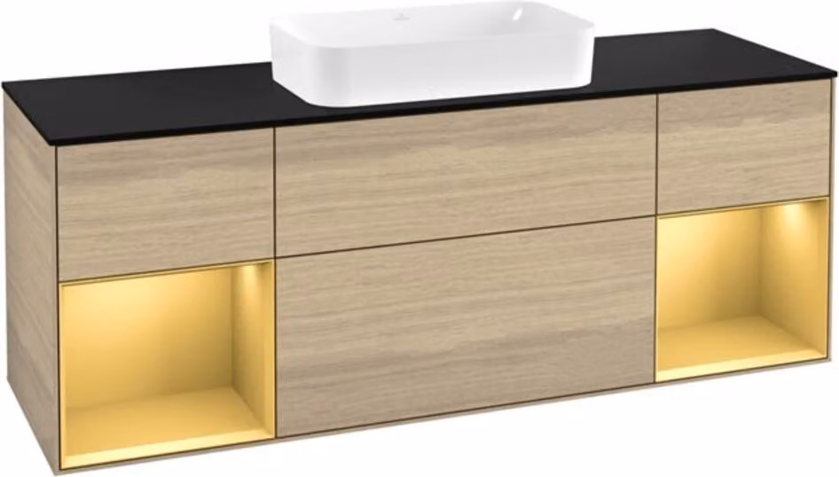 V&B Mobile da toilette bla m Finion 160x60cm, Laccato oro, Impiallacciatura rovere
