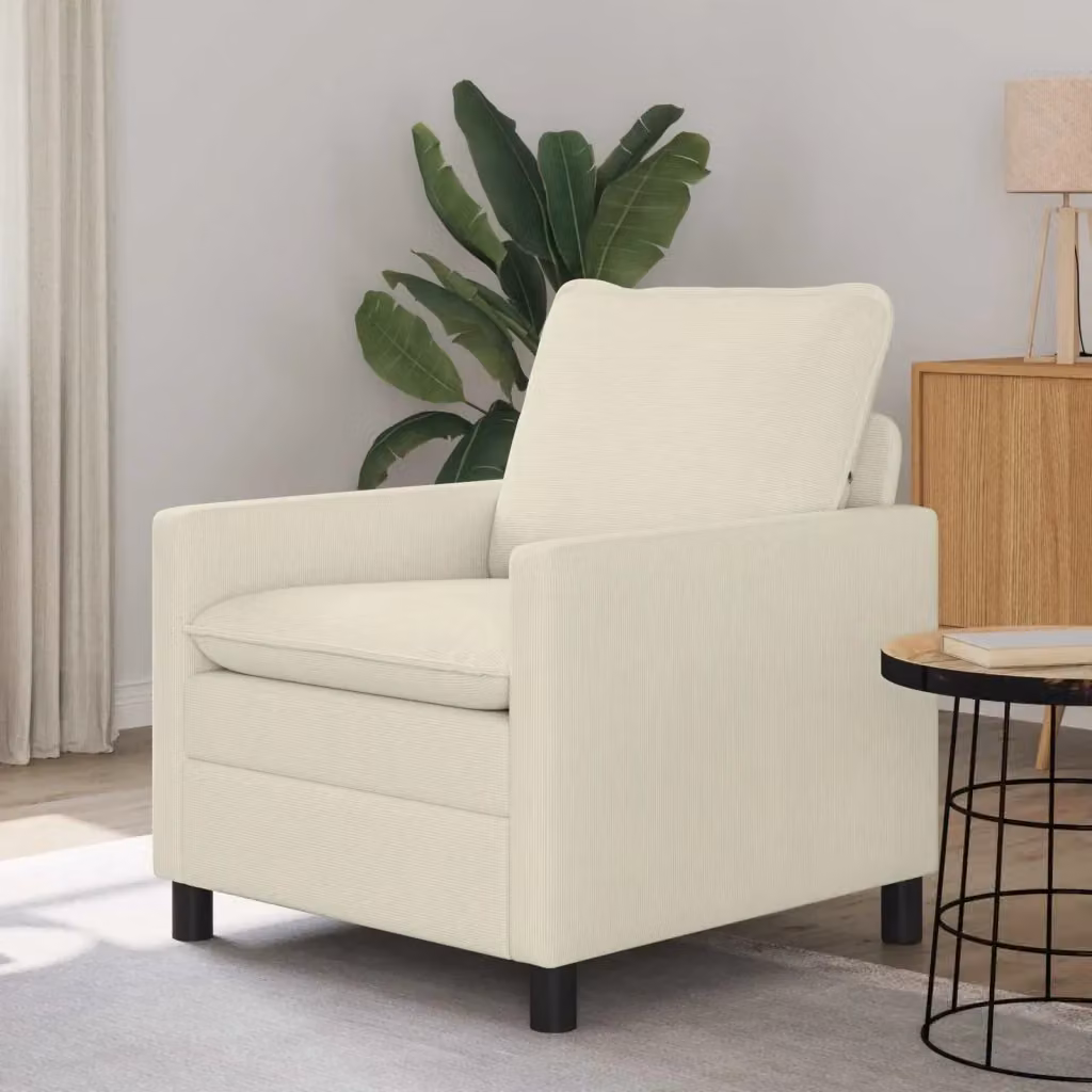 Divano da soggiorno beige in tessuto con coperture rimovibili L/P/H: 76 x 81 x 87,5 cm – 2