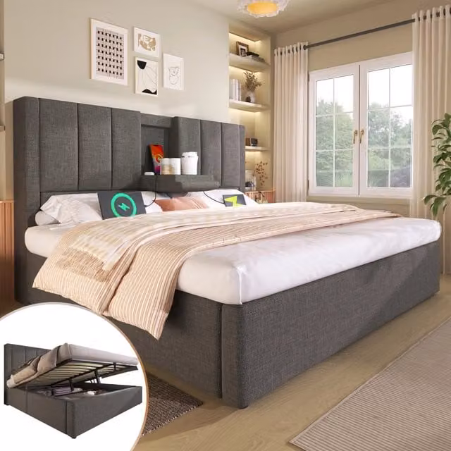 letto imbottito lino grigio 180 x 200 cm