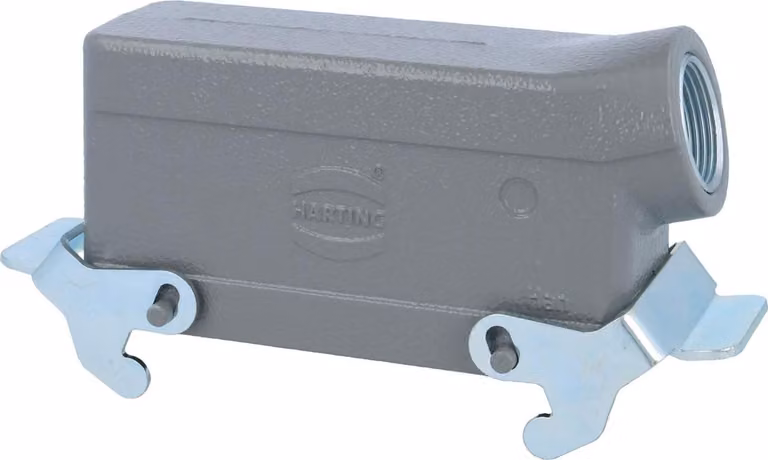 HARTING Han 24B Custodia a manicotto bassa, 1xM25 uscita cavo laterale, con 2 staffe trasversali Vite M25 Area di serraggio