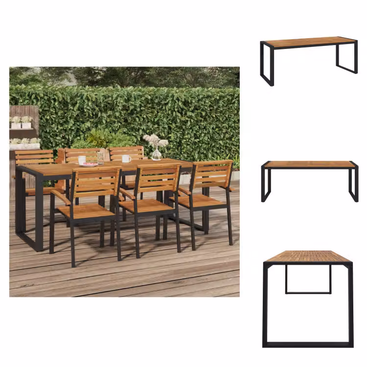 vidaXL Tavolo da giardino con struttura a U 200x90x75 cm in legno massiccio di acacia - Tavoli da giardino