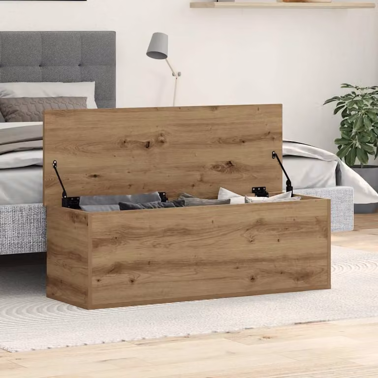 Scatola di stoccaggio artigianale vidaXL in legno color rovere marrone L 102 x P 35 x H 35 cm