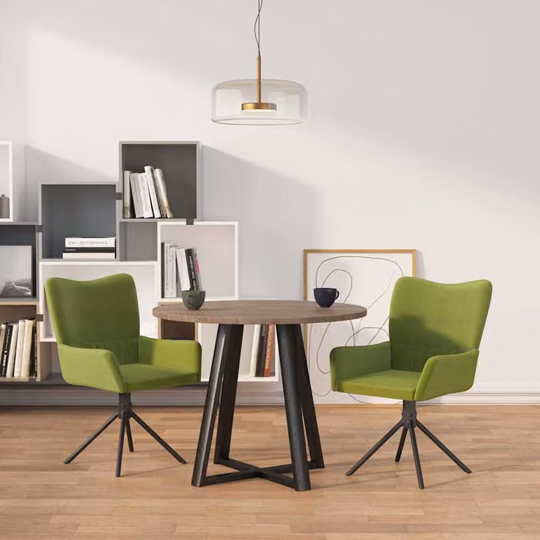 Set di 2 sedie da pranzo girevoli vidaXL in velluto verde chiaro con design moderno