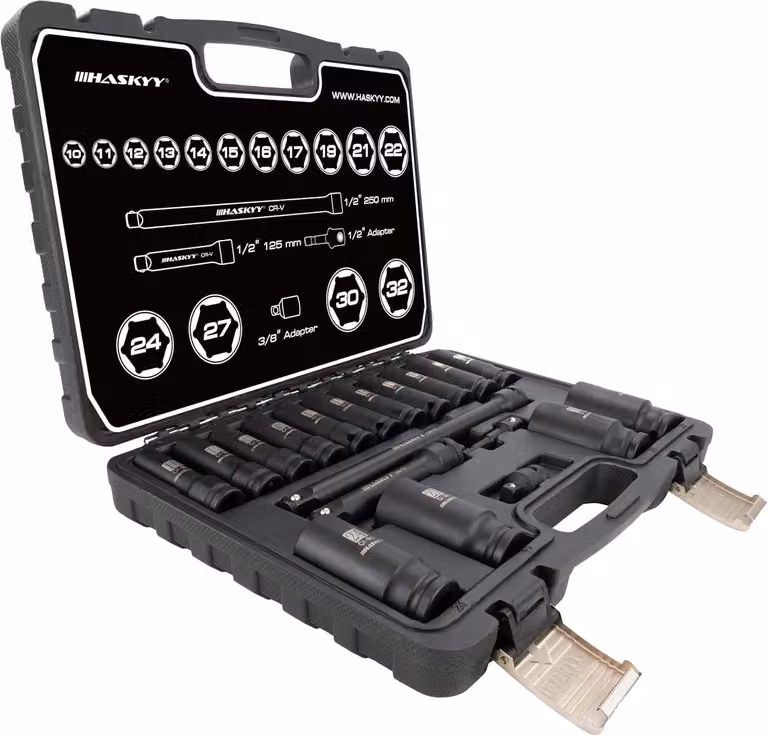 Set di chiavi a percussione da 16 pezzi, con bussole da 10 a 32 mm, attacco da 1/2 pollice, per riparazioni