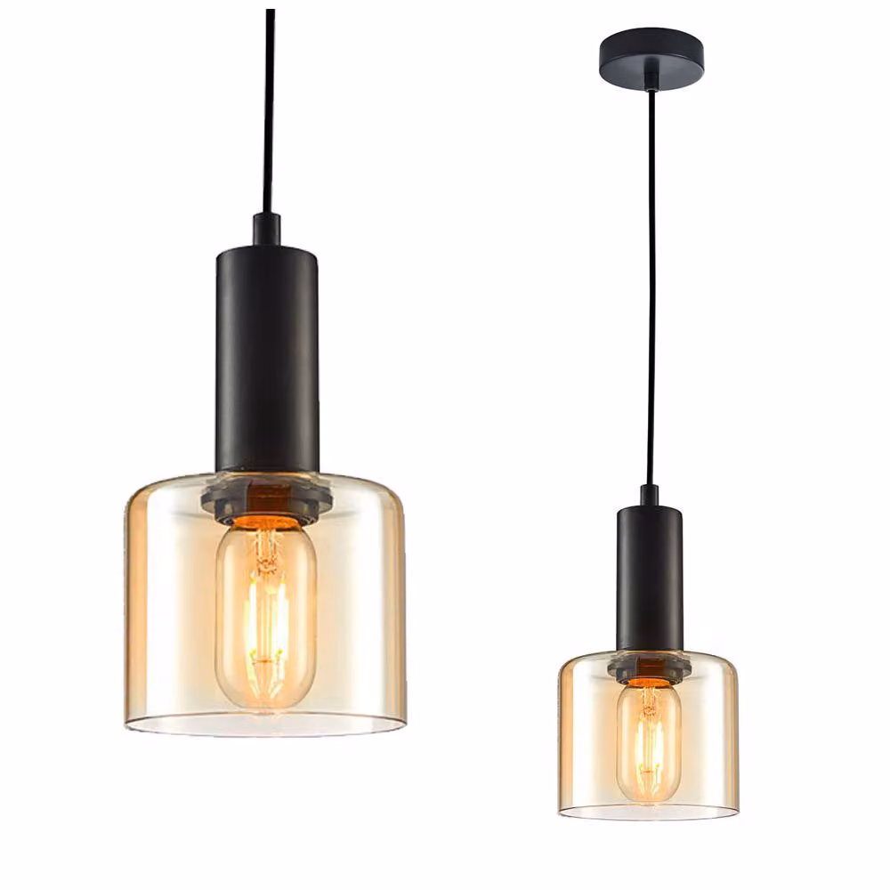 Lampada a sospensione Santia nero-ambra 1xE27x10W in vetro, dimensioni: 107,8x15x15 cm, IP20, Italux