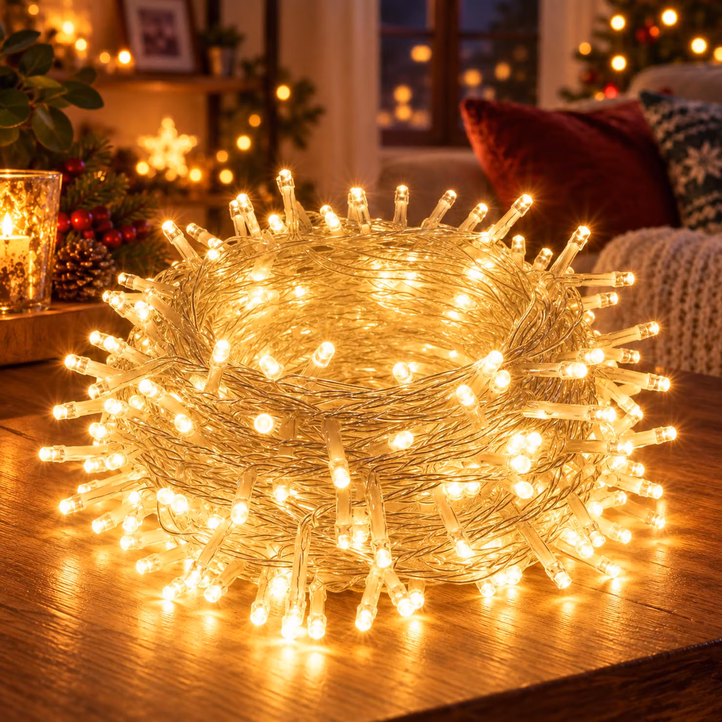 50M 400LEDs 8 modalità di luci fatate potenza, timer, funzione di memoria, LED Natale luci fatate festa decorazione luce albero di Natale illuminazione giardino, bianco caldo