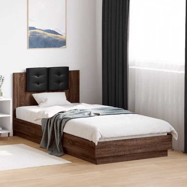 vidaXL Giroletto con Testiera in Rovere e Legno Multistrato, Colore Marrone e Nero, 100 x 200 cm