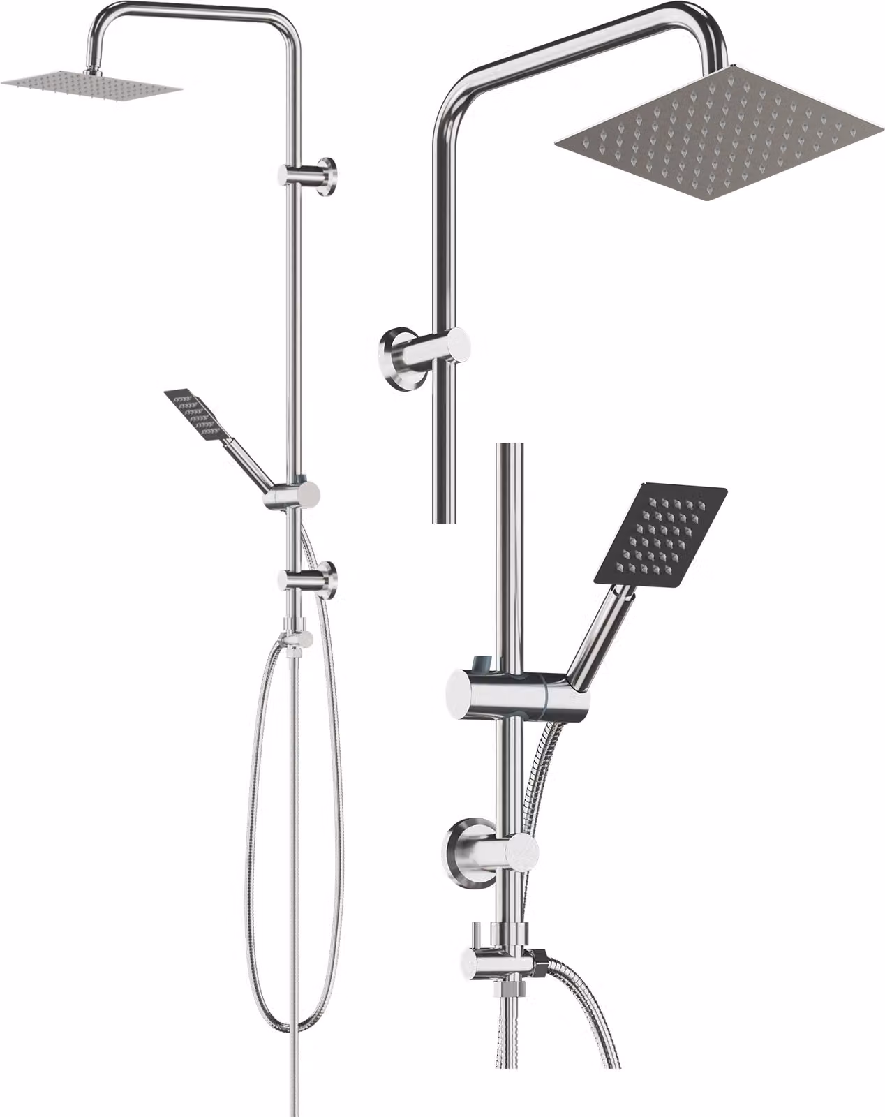 Granitan - Set doccia - Sistema doccia - Cromo - 20 cm - Doccia a pioggia - TOBA