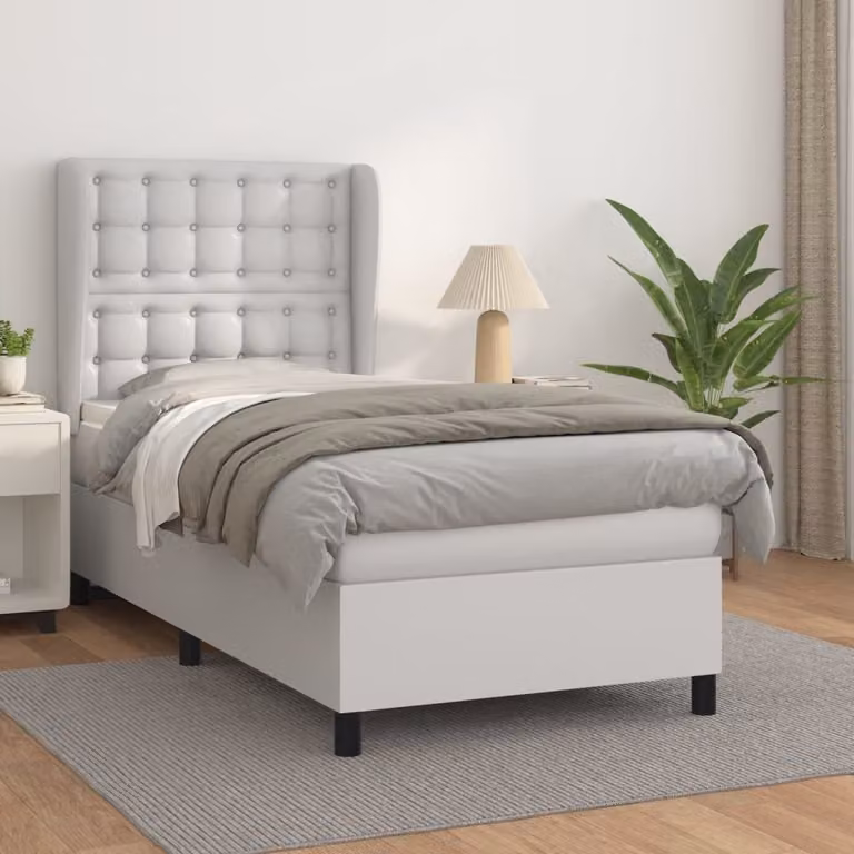Maison Exclusive - Giroletto a Molle con Materasso Bianco 90x200 cm in Pelle finta