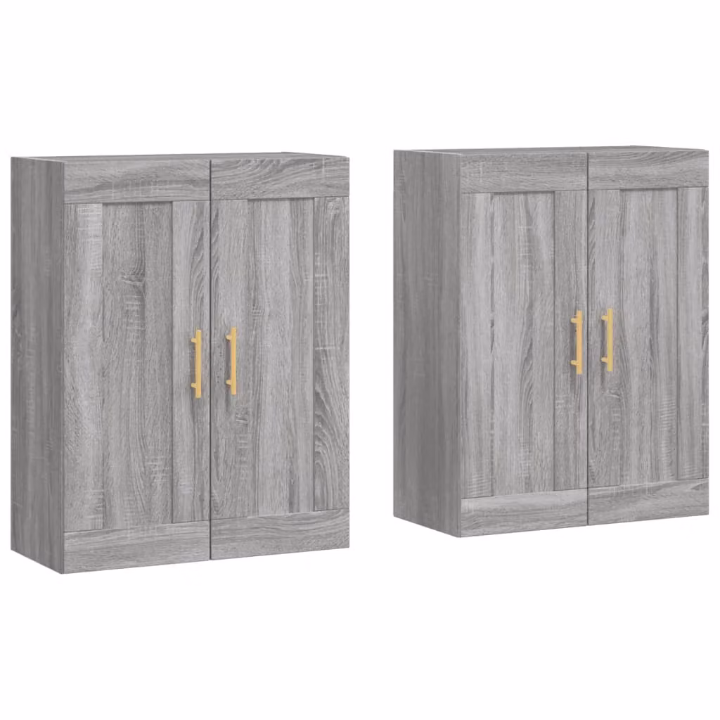 Armadietti a Parete 2 pz Grigio Sonoma in Legno Multistrato