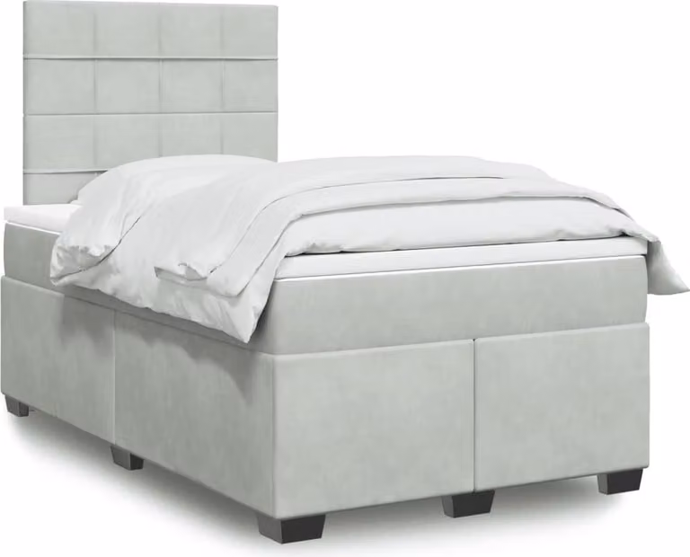 Maison Exclusive - Giroletto a Molle con Materasso Grigio Chiaro 120x200cm Velluto