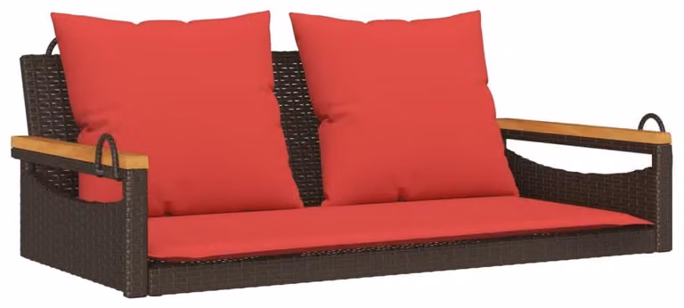 Panchina Dondolo con Cuscini Marrone 109x62x40 cm in Polyrattan