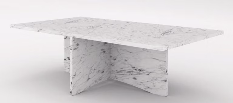 Tavolino in marmo bianco 130 x 70 x h. 35 cm - Tavolino rettangolare da salotto in marmo spagnolo di Carrara di alta qualità - Mobili
