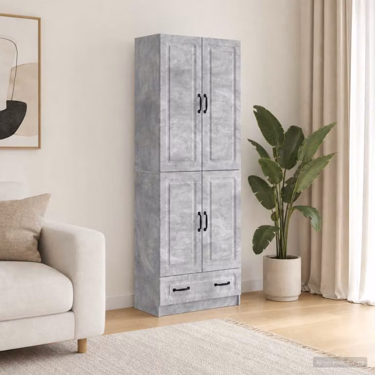 Set di 2 armadi moderni vidaXL in legno ingegnerizzato e MDF, colore grigio, con ante a battente e ripiani interni, L/P/H: 92 x 34,5 x 66 cm
