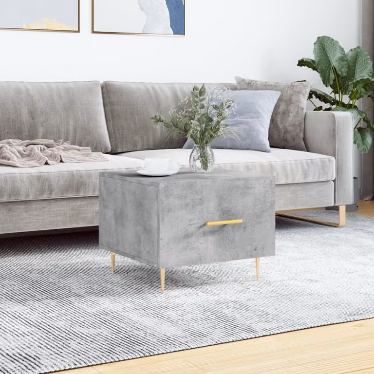 vidaXL Tavolino da salotto moderno in legno e composito, Grigio, L/P/H: 50 x 50 x 40 cm