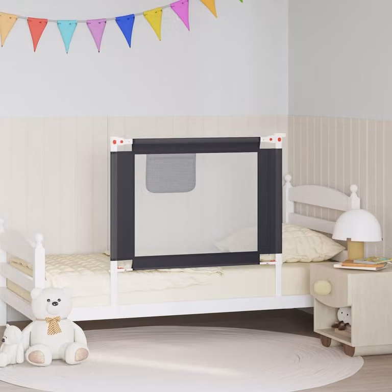 Sponda Letto Sicurezza per Bambini vidaXL in Tessuto Grigio Scuro L: 90 cm, H: 25 cm