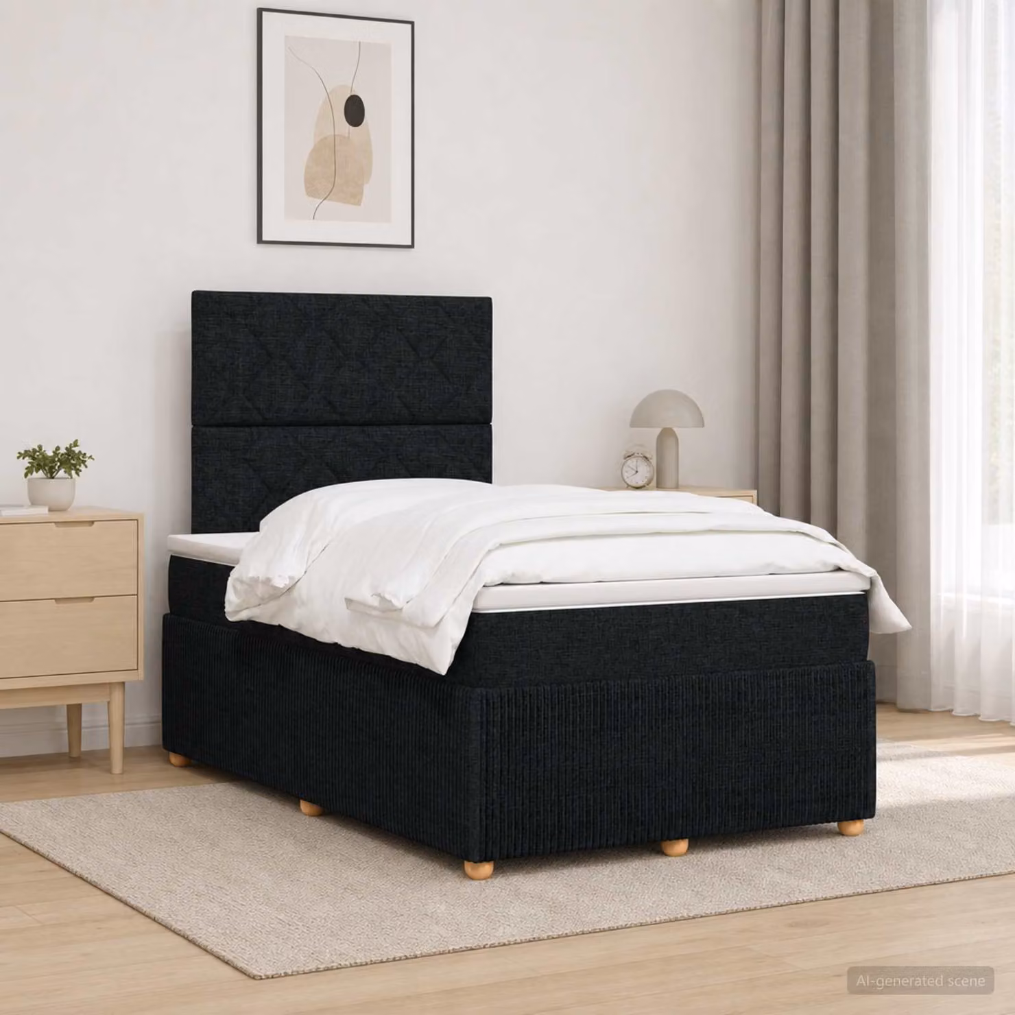 Letto box spring ibrido vidaXL con materasso a molle insacchettate, Nero e Bianco, L/P: 120 x 200 cm