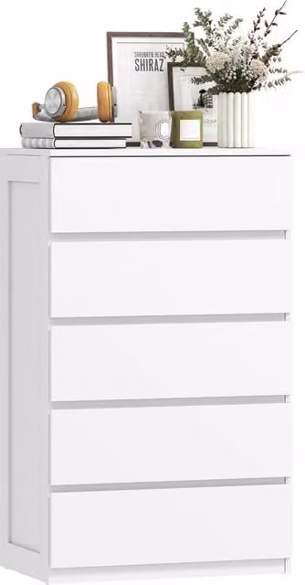 Cassettiera XYLO con 5 cassetti senza maniglie design minimalista bianco L: 60 cm, P: 39 cm, H: 100 cm