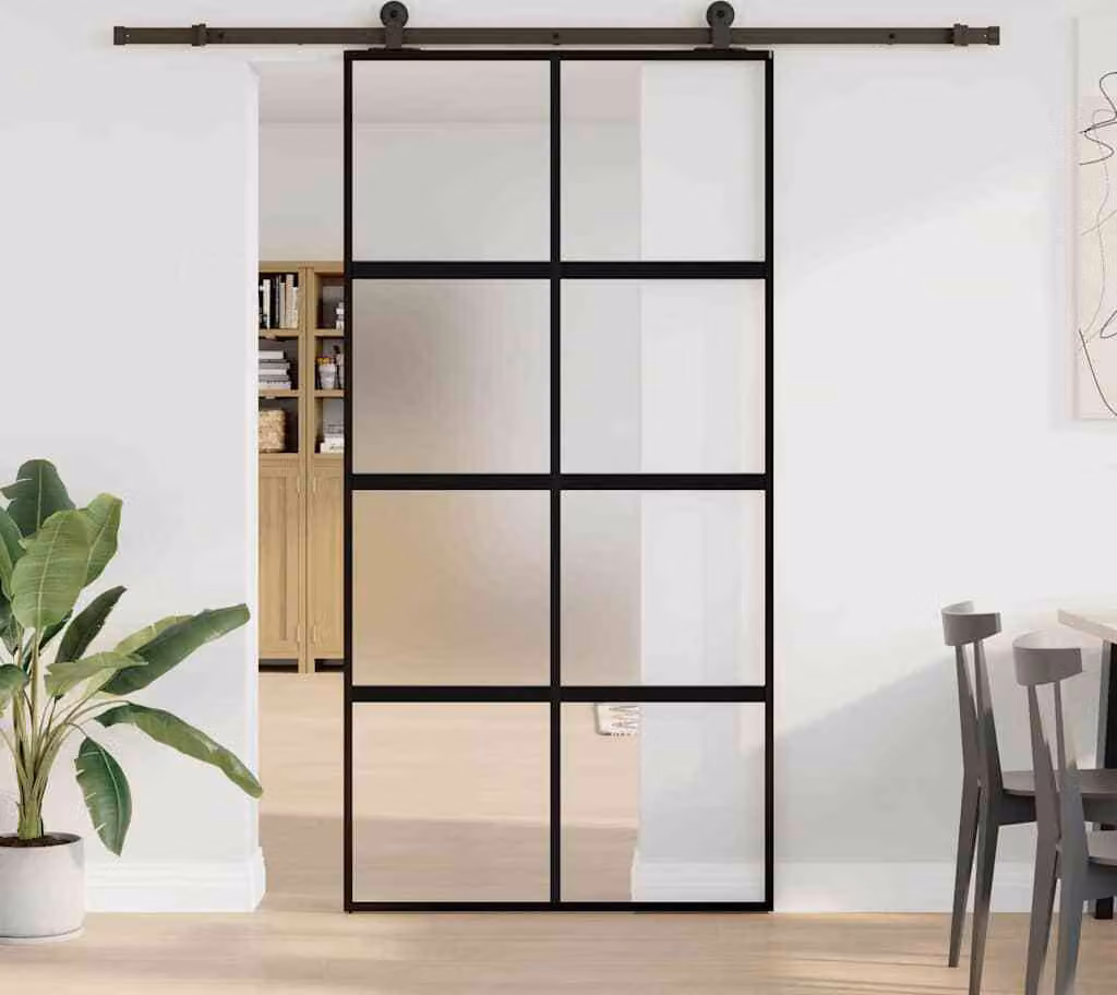 Porta Scorrevole con Ferramenta Vetro Temperato Alluminio