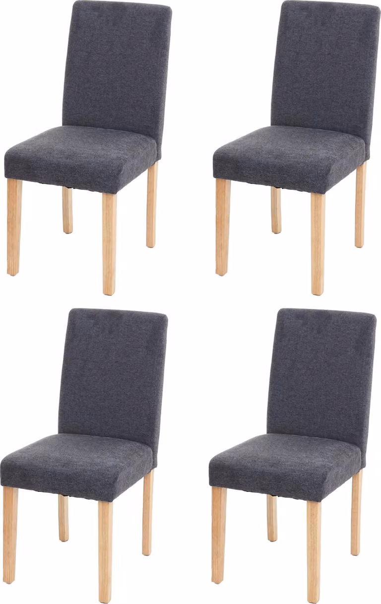 Set di 4 sedie da sala da pranzo Sedie da cucina classiche e intramontabili | A x L x P 90 x 43 x 56 cm | Altezza seduta 45 cm | Tessuto | Gambe chiare | Grigio antracite