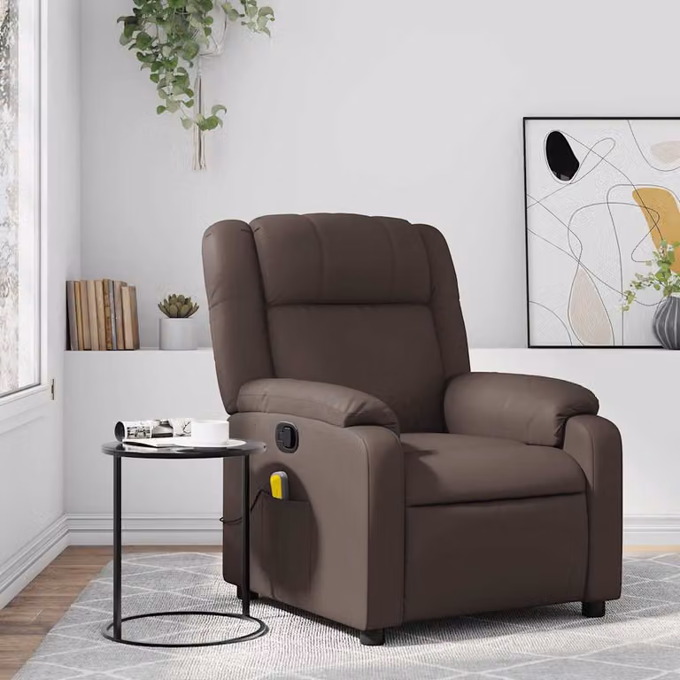 Poltrona Reclinabile Relax vidaXL in Similpelle Marrone con Braccioli