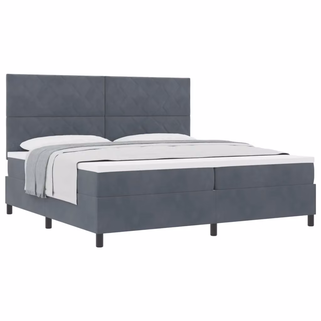 Letto a molle con testiera in velluto grigio vidaXL L/P/H: 200 x 200 x 28 cm – 2