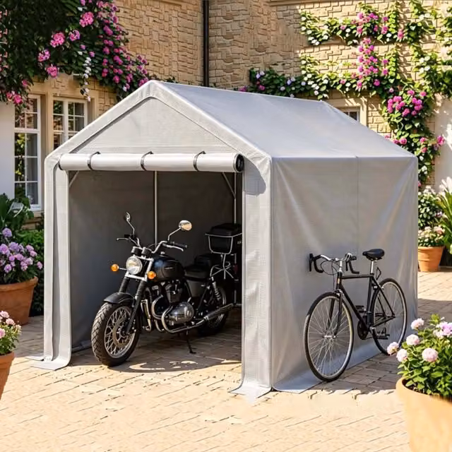 Rimessa Multifunzione Grigio Scuro 296x190x200cm per Biciclette, Attrezzi e Stoccaggio Giardino