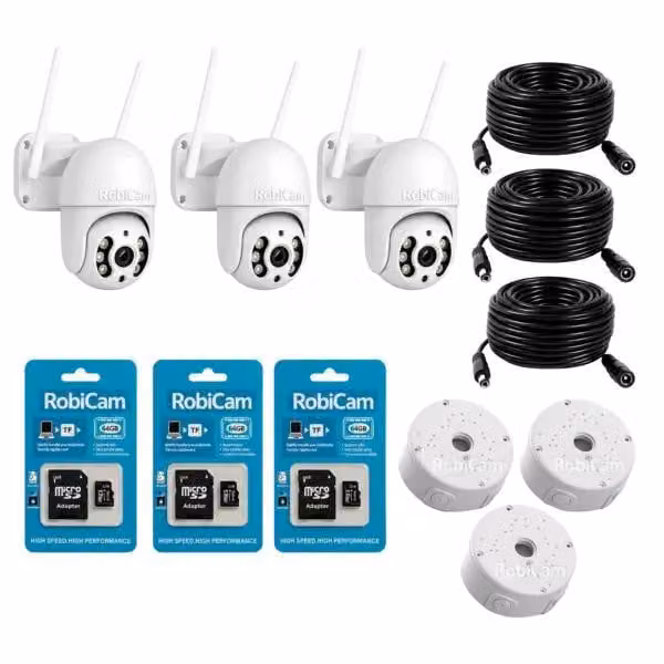 RobiCam Kit 3 telecamere WiFi PTZ 4 MP Ultra HD con microSD 64 GB