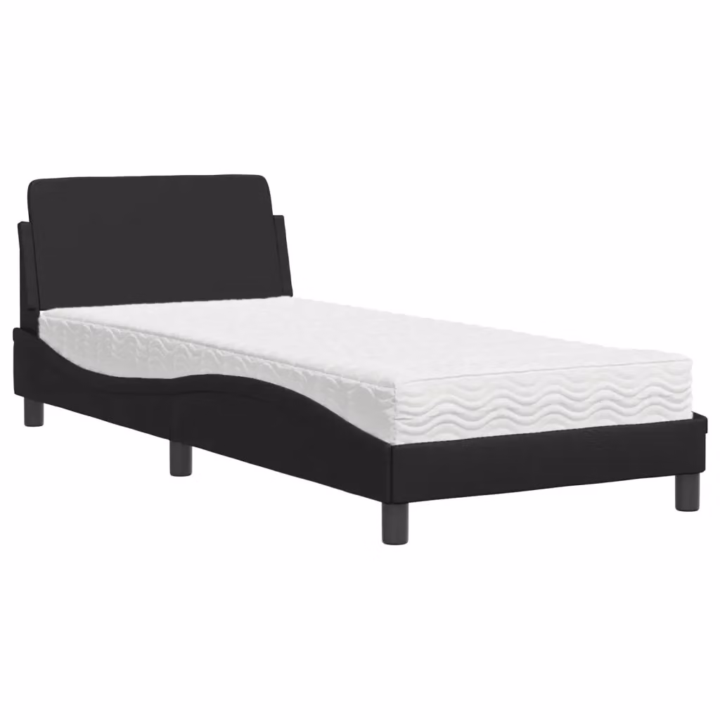 Letto moderno vidaXL con materasso e cassetti in similpelle nero 90x200 cm – 2