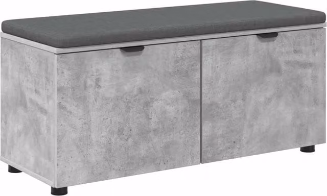 Panca per ingresso con scarpiera e cuscino in tessuto Grigio, L 100 x P 38 x H 46 cm – 1