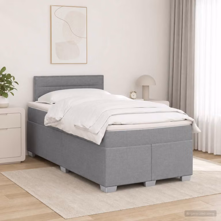 vidaXL Letto box spring con materasso Grigio Chiaro 120 x 200 cm