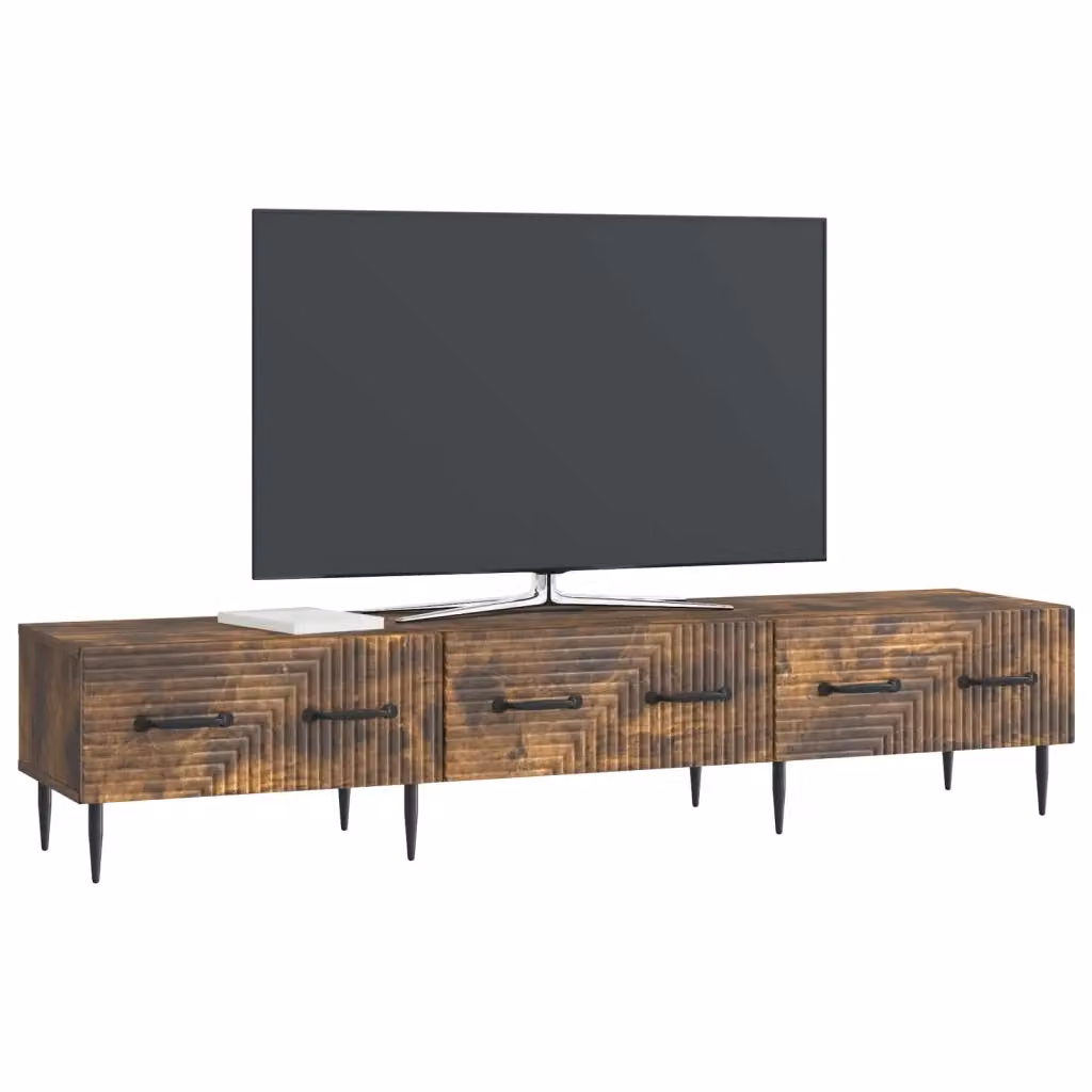 Mobile TV-Credenza Design In Rovere Fumo Marrone in Legno con Stile Vintage L: 147 cm, P: 34,5 cm, H: 30 cm – 2