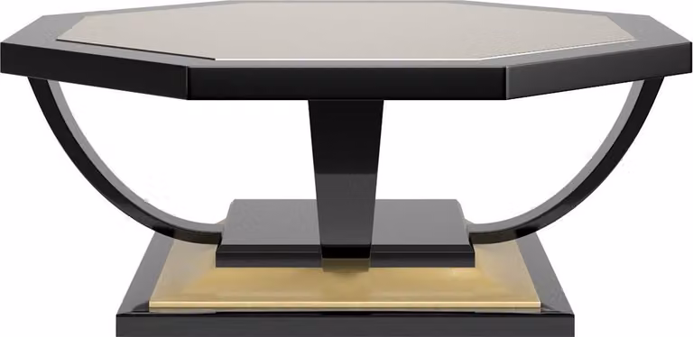 Casa Padrino tavolino art déco nero/oro 130 x 130 x h. 45 cm - Elegante tavolino da salotto a 8 lati in stile barocco - Mobili barocchi