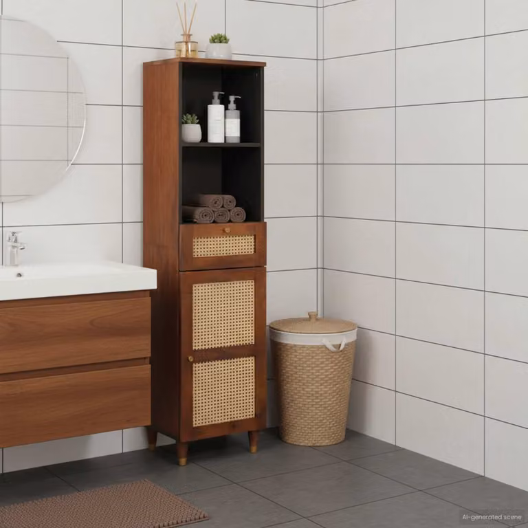 Credenza moderna vidaXL in legno di mango massello marrone L: 38 cm, P: 33,5 cm, H: 160 cm