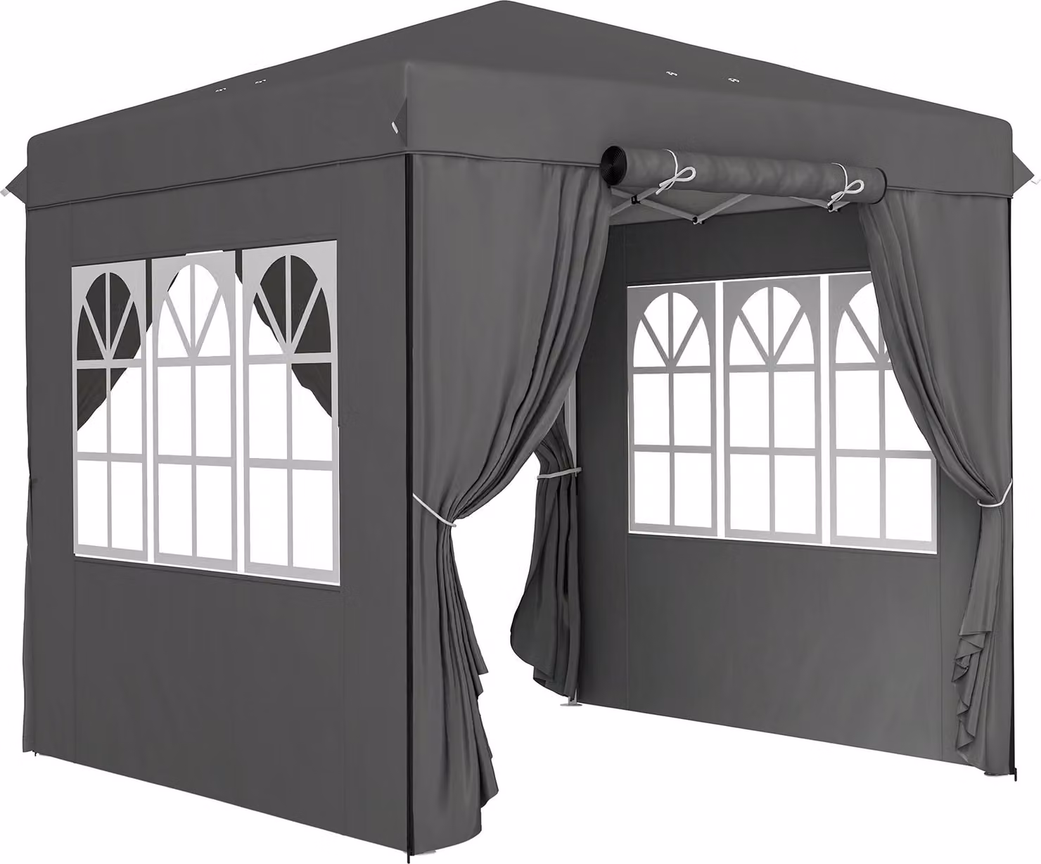Fortuna Lai Gazebo 2,5x2,5 m, idrorepellente, stabile, resistente alle intemperie, gazebo pieghevole pop-up, protezione UV 50+, tenda da giardino pieghevole con 4 pannelli laterali, borsa, gazebo da giardino per campeggio, grigio scuro