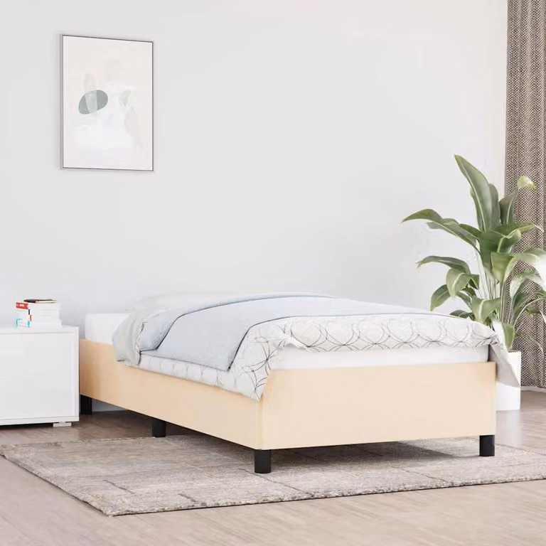 vidaXL Giroletto senza Materasso in Tessuto Beige L 100 x P 200 cm