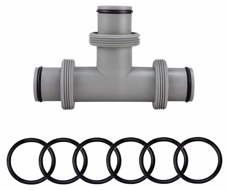 Adattatore per piscina - Raccordo a T - Realizzato in plastica di alta qualità - 38 mm - Connettore per tubo - Compatibile con Intex, Bestway, Coleman - Grigio