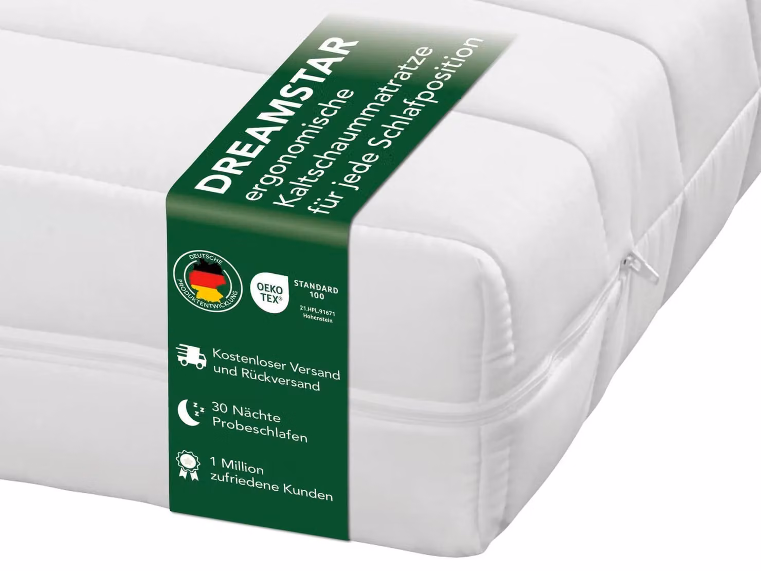 Materasso ergonomico in schiuma fredda a 7 zone | 140 x 200 cm | 11 cm | H3 | DREAMSTAR Easy Sleep