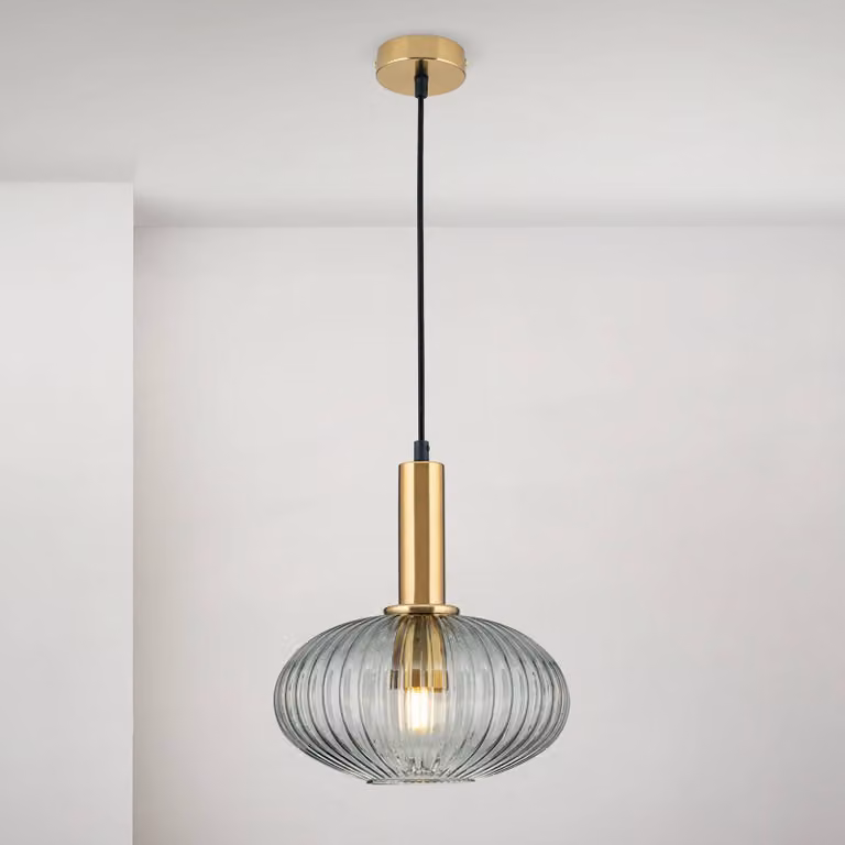 ORION Lampada a sospensione in vetro Carneval, dimmerabile, Alluminio / Grigio / Zincato, Soggiorno / Sala da pranzo, Vetro, Lampada a sospensione