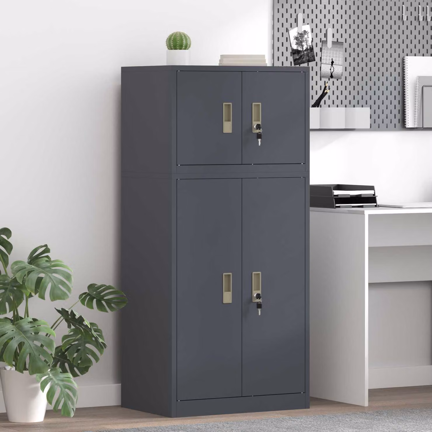 vidaXL Armadio 2 pz Antracite 60 x 40 x 130 cm Acciaio Bloccabile