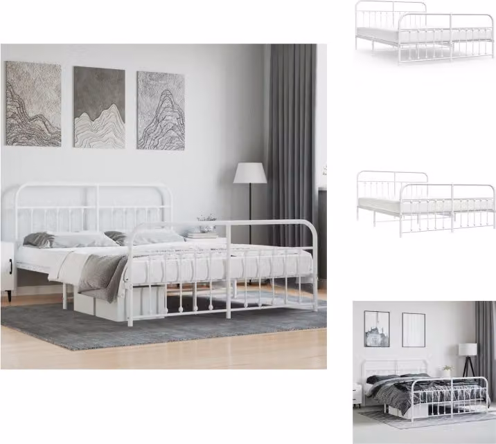 vidaXL Struttura letto con testiera e pediera in metallo bianco 183x213 cm - Letti e strutture letto