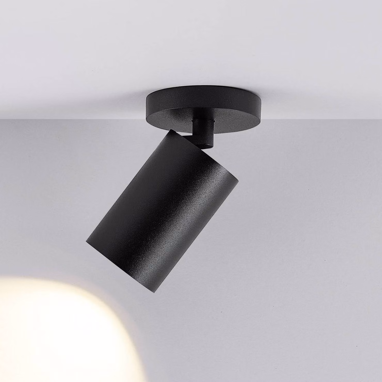 Deko-Light Faretto da soffitto CAN TILT, nero, Ø 8 cm, a 1 luce, metallo GU10 dimmerabile, Nero, Soggiorno / Sala da pranzo, Alluminio, Faretto