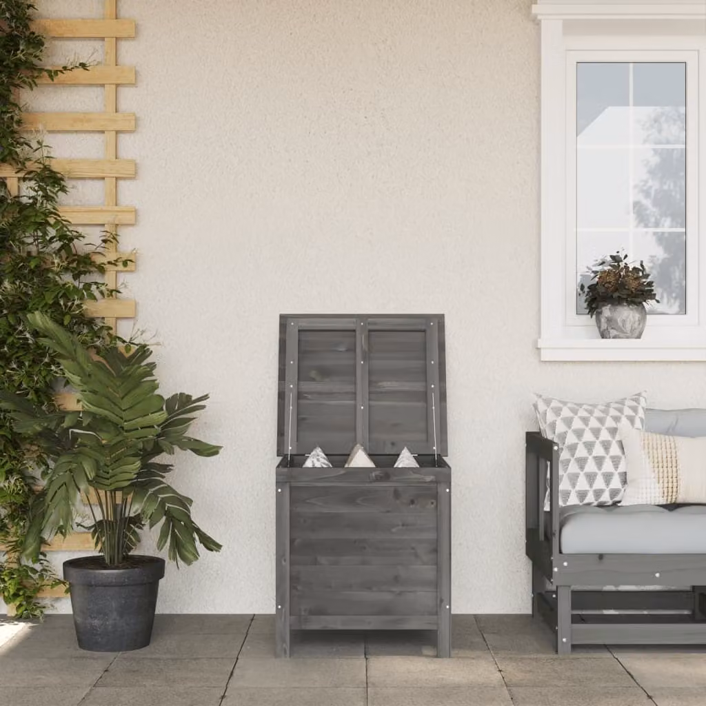 The Living Store Cassapanca da giardino antracite 50x49x56,5 cm in legno massiccio di abete
